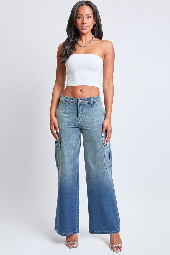Women's Relax Fit Cargo Wide Leg Jeans