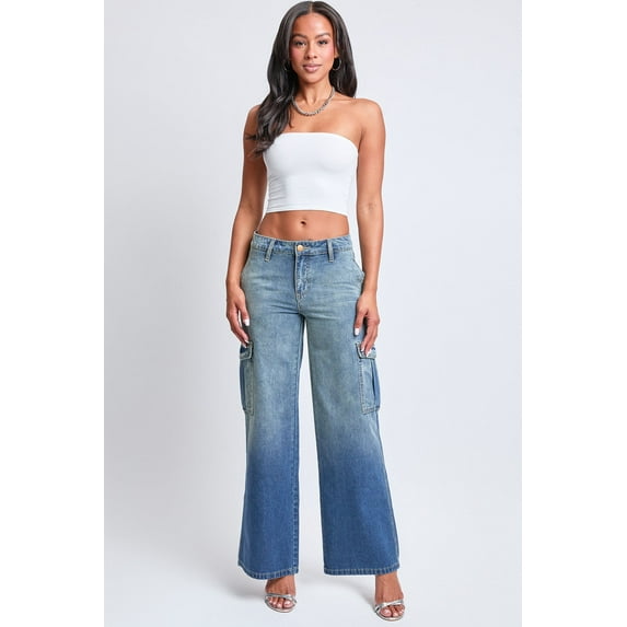 Women's Relax Fit Cargo Wide Leg Jeans