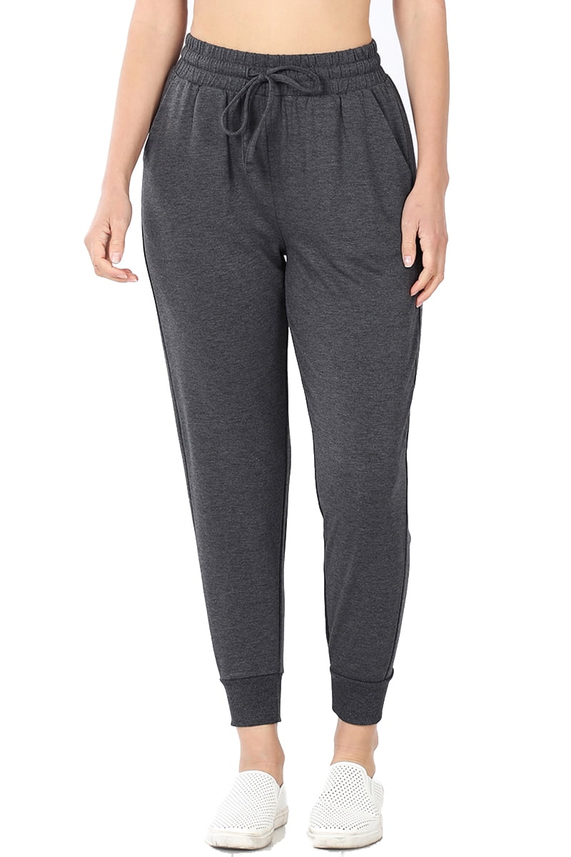 Women's Relax Fit Cropped Jogger Lounge Sweatpants Running Pants (Charcoal,  X-Large)