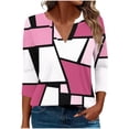 thumbnail image 1 of Women's Relaxed Fit 3/4 Sleeve Blouse, Printed V-Neck Top, 1 of 6