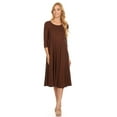 thumbnail image 1 of Women's Relaxed Fit 3/4 Sleeve Round Neck Jersey Knit A-Line Solid Maxi Dress, 1 of 4