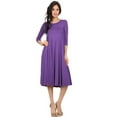 thumbnail image 1 of Women's Relaxed Fit 3/4 Sleeve Round Neck Jersey Knit A-Line Solid Maxi Dress, 1 of 4