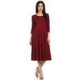 thumbnail image 1 of Women's Relaxed Fit 3/4 Sleeve Round Neck Jersey Knit A-Line Solid Maxi Dress, 1 of 4