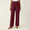 thumbnail image 1 of Women's Relaxed Fit Chinos With Elastic Waist And Pockets Mid Rise Straight Trousers For Weekend Casual, 1 of 6