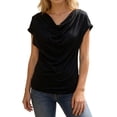 thumbnail image 1 of Women's Relaxed Fit Crew Neck Blouse Featuring Stylish Tiered Detail And Lightweight Puff Sleeve For Everyday Casual Wear Oversized T-shirts Short Sleeve Crewneck Casual Tops, 1 of 5