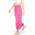 thumbnail image 1 of Women's Relaxed Fit Drawstring Hem Pants with Elastic Waist- Fuchsia,Small, 1 of 7