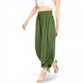 thumbnail image 1 of Women's Relaxed Fit Drawstring Hem Pants with Elastic Waist- Olive Green,Medium, 1 of 7