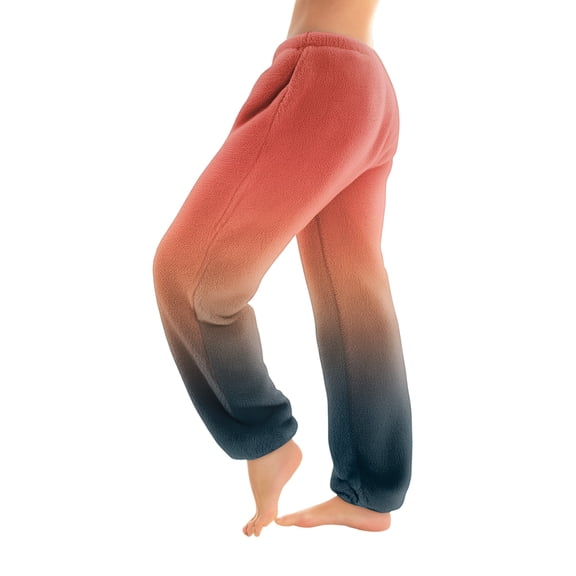 Women's Relaxed Fit Gradient Pattern Fleece Sweatpants Soft Textured Fabric Elastic Waistband Jogger Loungewear Pants for Everyday Comfort