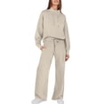 thumbnail image 1 of Women’s Relaxed Fit Hoodie and Wide Leg Pants Set Drawstring Waist Long Sleeve Pullover Two Piece Outfit for Everyday Wear, 1 of 1