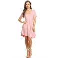 thumbnail image 1 of Women's Relaxed Fit Knit Short A-Line Dress with V-Neck and Asymmetrical Hem, 1 of 4