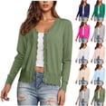 thumbnail image 1 of Women's Relaxed Fit Long Sleeve Button Down V Neck Solid Color Knitted Cardigan Sweater Casual Open Front Outwear Work Office | CSEONE,Hot Pink M, 1 of 8
