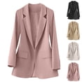 thumbnail image 1 of Women's Relaxed Fit Long Sleeve Lapel Real Pocket Solid Color Suit Jacket Blazer Work Office Business Casual Outfits | CSEONE,Yellow L, 1 of 8