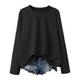 thumbnail image 1 of Women's Relaxed Fit Long Sleeve Solid Pullover Sweatshirt – Comfortable Crewneck Casual Top Black, 1 of 5