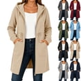 thumbnail image 1 of Women's Relaxed Fit Long Sleeve Zip Up Hoodie Jacket With Pockets Solid Color Casual Daily Wear | CSEONE,Wine M, 1 of 8