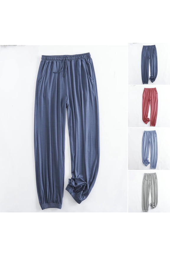 Women's Relaxed Fit Loose Elastic Waist Long Sweatpants Trousers Bottoms Solid Color Bound Feet Soft Stretchy Comfy Casual Daily Lounge Home Gym Workout Travel Essentials