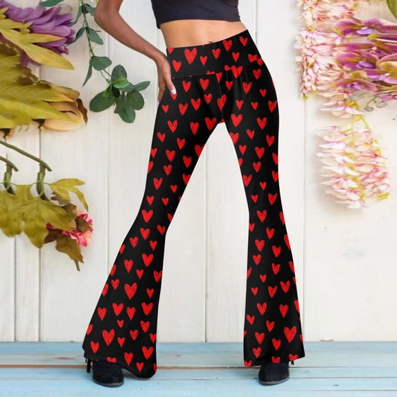 Women's Relaxed Fit Pant Elastic Waist Flared Leg Casual Trousers