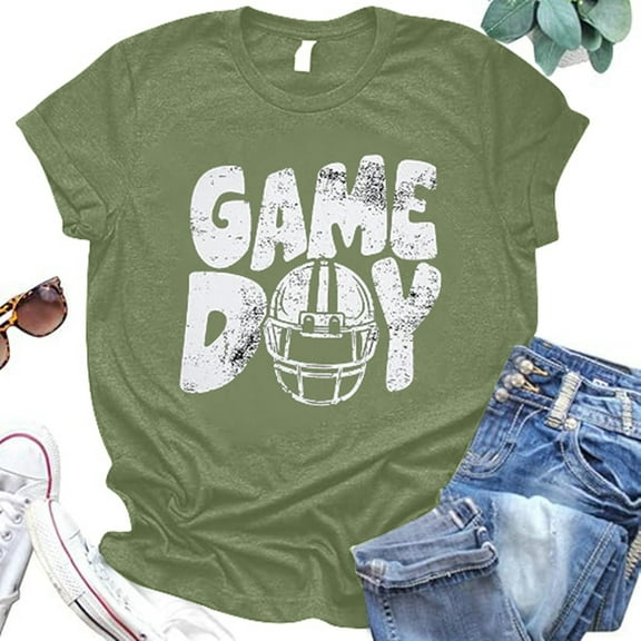 Women's Relaxed Fit Round Neck Rugby Short Sleeve T Shirt Top Casual Loose Tee For Everyday Wear