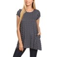 thumbnail image 1 of Women's Short Sleeve Polka Dot Round Neck Casual Pockets Blouse Top, 1 of 5
