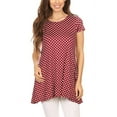 thumbnail image 1 of Women's Short Sleeve Polka Dot Round Neck Casual Pockets Blouse Top, 1 of 5