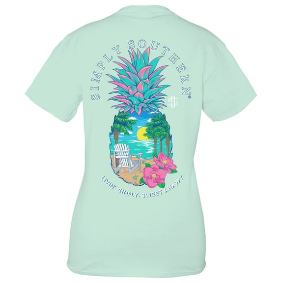 Women's Relaxed-Fit Short Sleeve T-Shirt | Livin' Simply, Sweet and Happy | Preppy and Stylish Women’s Summer Beach T-Shirt Mint
