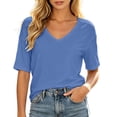 thumbnail image 1 of Women's Relaxed Fit Short Sleeve Tee Soft Casual Shirt with Breathable Fit and Easy Styling Blue L, 1 of 5