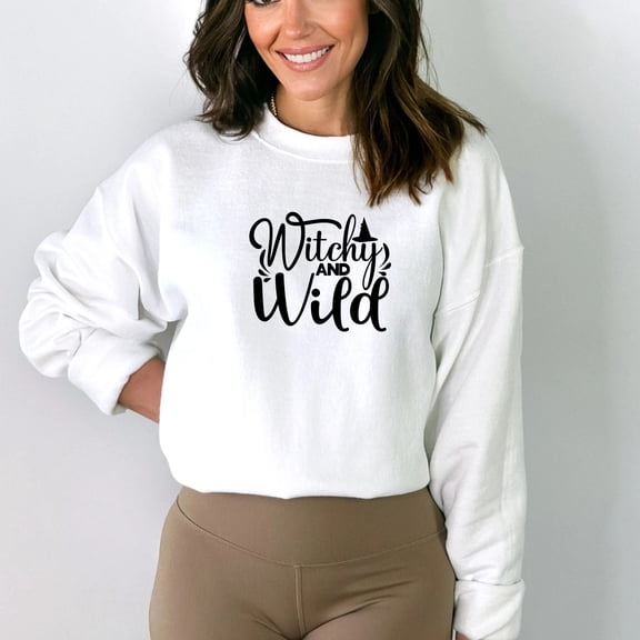 Women's Relaxed Fit Soft Witchy and Wild Halloween Sweatshirt