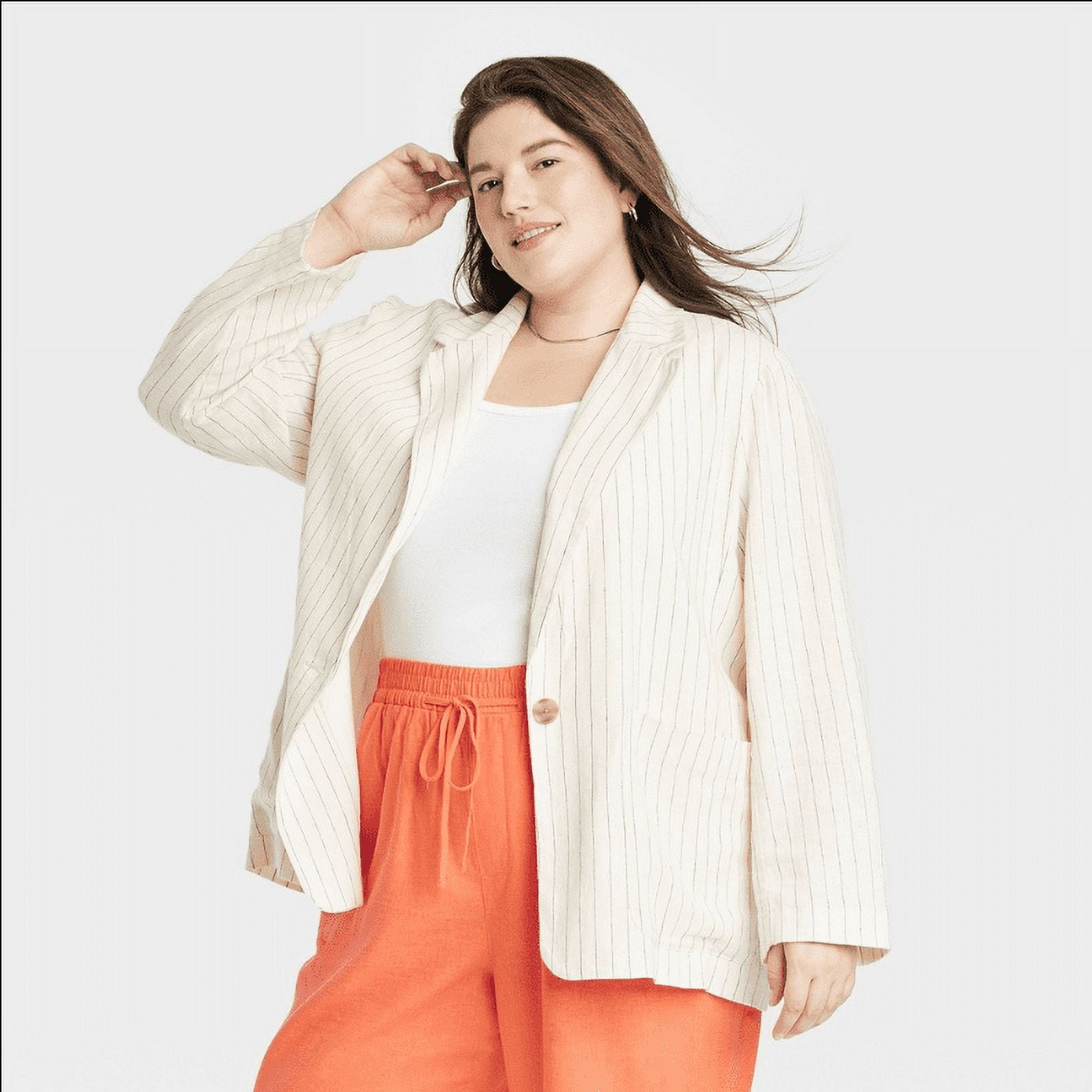 Cream striped blazer discount