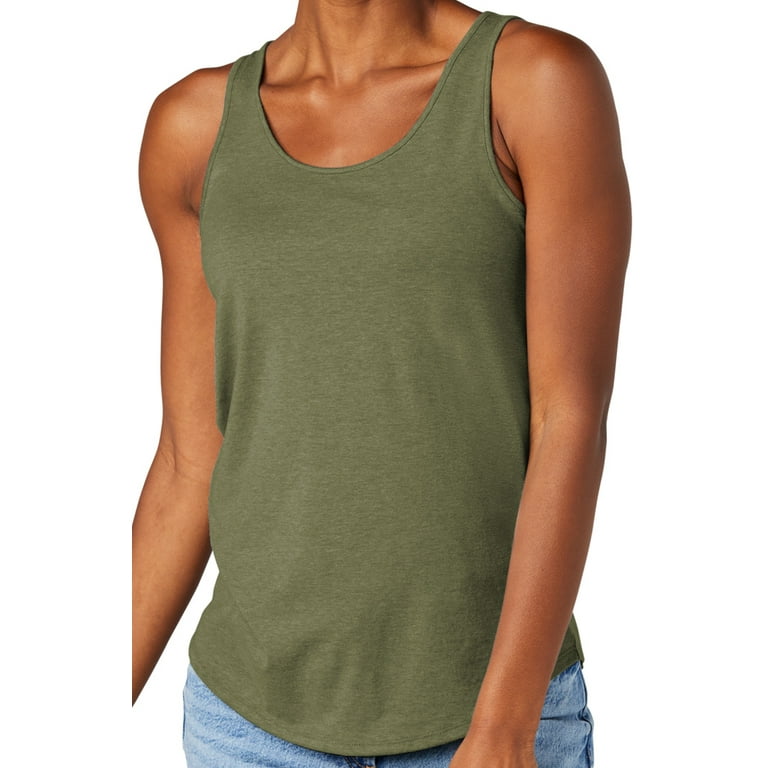 Women's Relaxed-Fit TriBlend Moisture-Wicking Yoga Tank Top, 3XL Military  Green 