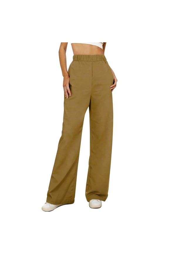 Women's Relaxed Fit Trousers, Lyocell Twill Wide Leg Pants, Elastic Waist Casual Bottoms, Breathable Business Outfits, Elegant Comfort Clothing for Office