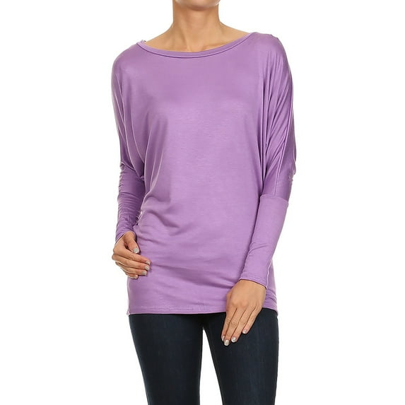 Moa Collection Women's Relaxed Fit Tunic Top Dolman Sleeve Knit Casual Style