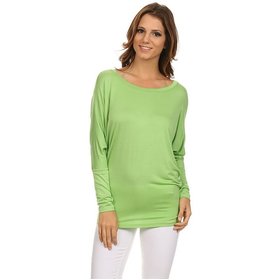 Moa Collection Women's Relaxed Fit Tunic Top Dolman Sleeve Knit Casual Style