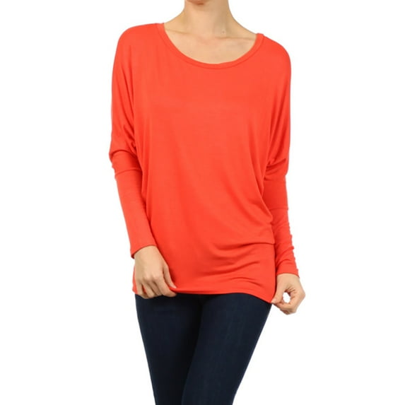 Moa Collection Women's Relaxed Fit Tunic Top Dolman Sleeve Knit Casual Style