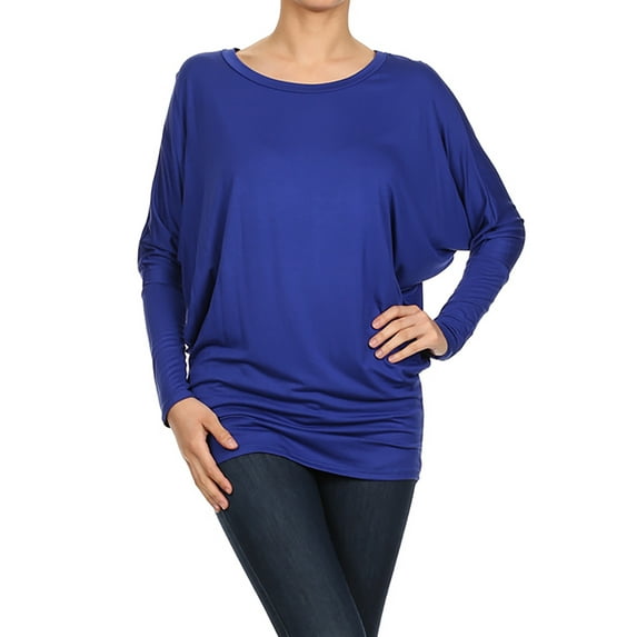 Moa Collection Women's Relaxed Fit Tunic Top Dolman Sleeve Knit Casual Style