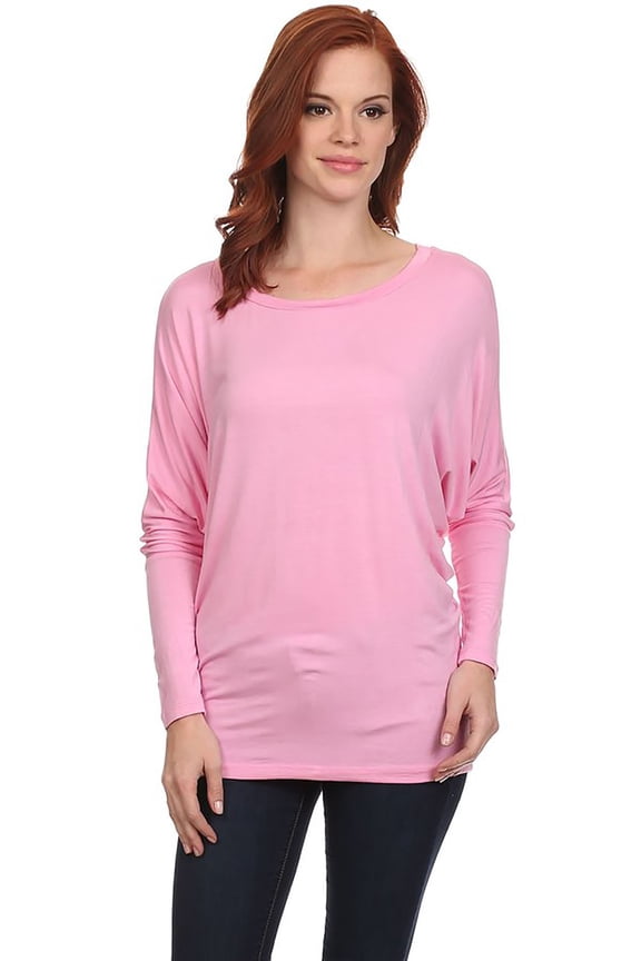 Moa Collection Women's Relaxed Fit Tunic Top Dolman Sleeve Knit Casual Style