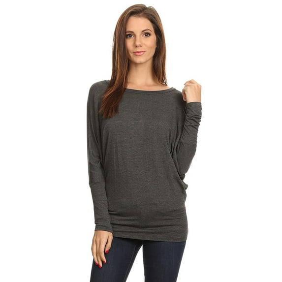 Moa Collection Women's Relaxed Fit Tunic Top Dolman Sleeve Knit Casual Style