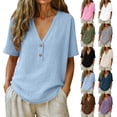 thumbnail image 1 of Women's Relaxed Fit V Neck Short Sleeve Solid Pullover Top Comfy Breathable Soft Casual Daily Wear Weekend Outfits | CSEONE,Pink XL, 1 of 7