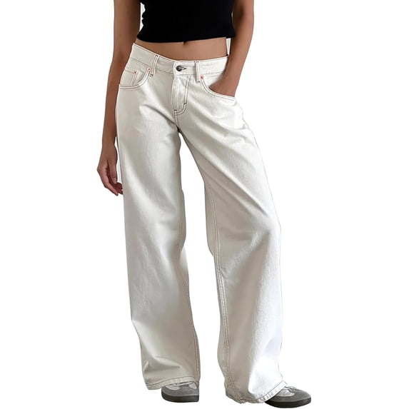 Women's Relaxed Fit Vintage Jeans – Straight Leg Denim Pants in Light Wash