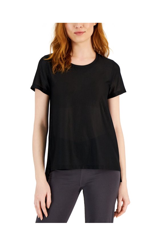 Women's Relaxed Short-Sleeve Mesh Tee Deep Black L