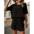 thumbnail image 1 of Women's Relaxed T Shirt and Drawstring Shorts Set, Casual Summer Two Piece Outfit, 1 of 6