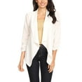 thumbnail image 1 of Women's Solid Floral Print Loose Fit 3/4 Sleeve Open Front Cardigan Blazer Jacket, 1 of 5