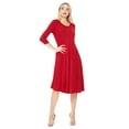thumbnail image 1 of Women's Relexed Fit 3/4 Sleeve Round Neck A-Line Long Dress, 1 of 4