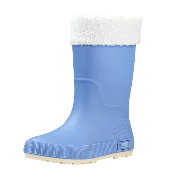Women's Removable Lined Waterproof Comfortable Height Increasing Heel Mid Calf Rain Boots