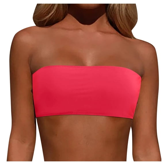 Women's Removable Strap Strapless Bikini Top, Bandeau Tube Swim Top