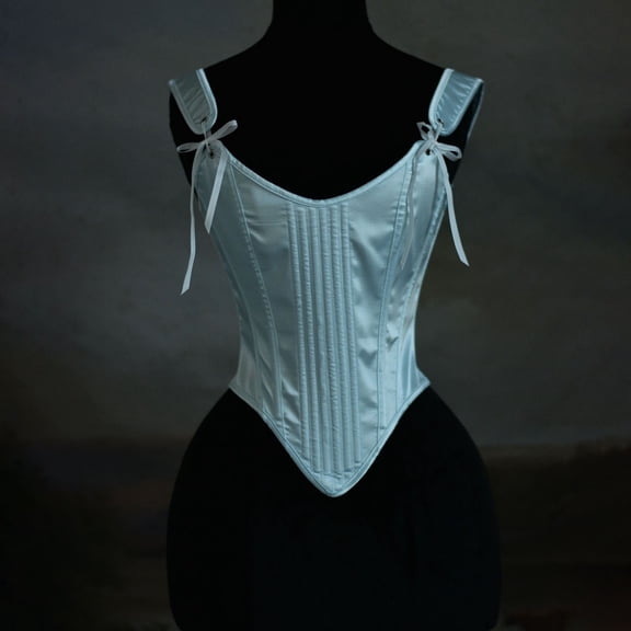 Women's Renaissance Floral Corset Top Lace-up Vintage Medieval Overbust Bustier Cottagecore Vest Corsets Plus Size Light Blue XL