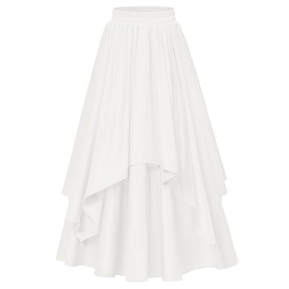 Women's Renaissance High Waist Elastic Layered Ruffled Skirt All-Season Elegant Skirt for Casual/Formal Wear