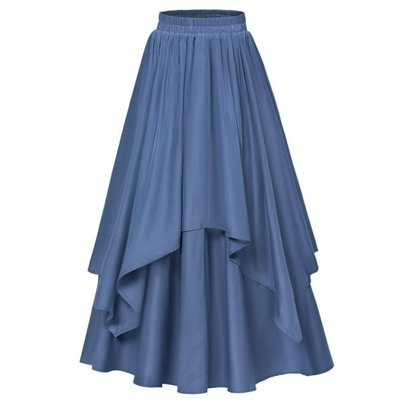 Women's Renaissance High Waist Elastic Layered Ruffled Skirt All-Season Elegant Skirt for Casual/Formal Wear