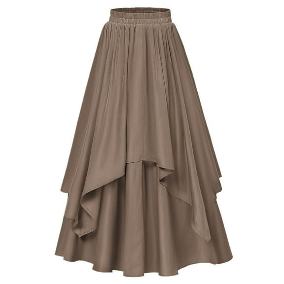 Women's Renaissance High Waist Elastic Layered Ruffled Skirt All-Season Elegant Skirt for Casual/Formal Wear