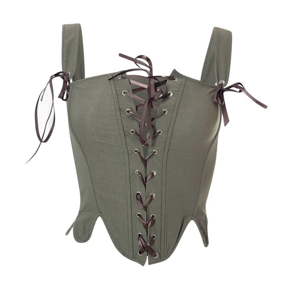 Women's Renaissance Lace Up Vintage Boned Bustier Corset with Garters