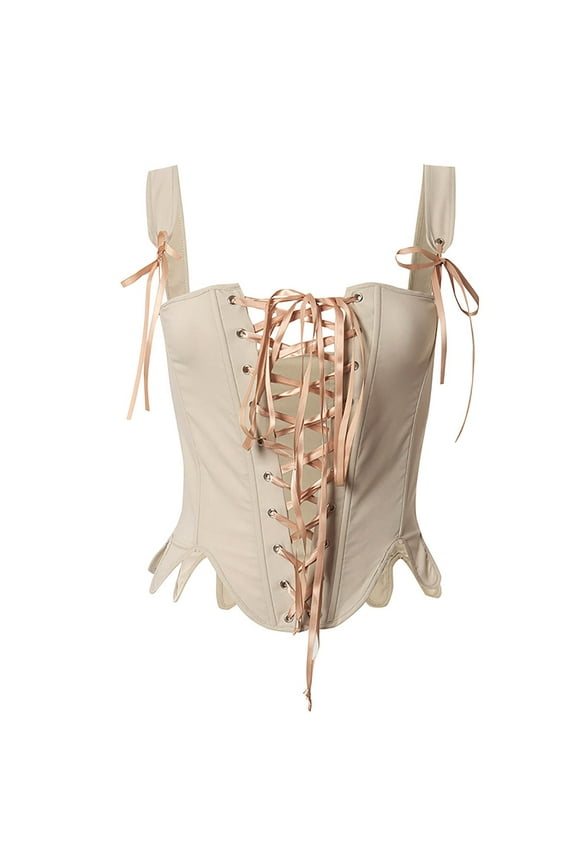 Women's Renaissance Lace Up Vintage Boned Bustier Corset with Garters