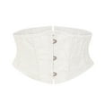 thumbnail image 1 of Women's Renaissance Satin waist trainer Corset Floral Embroidery Front Buckle Closure Back Lace Up Body Suit Shapewear White-1 M, 1 of 3